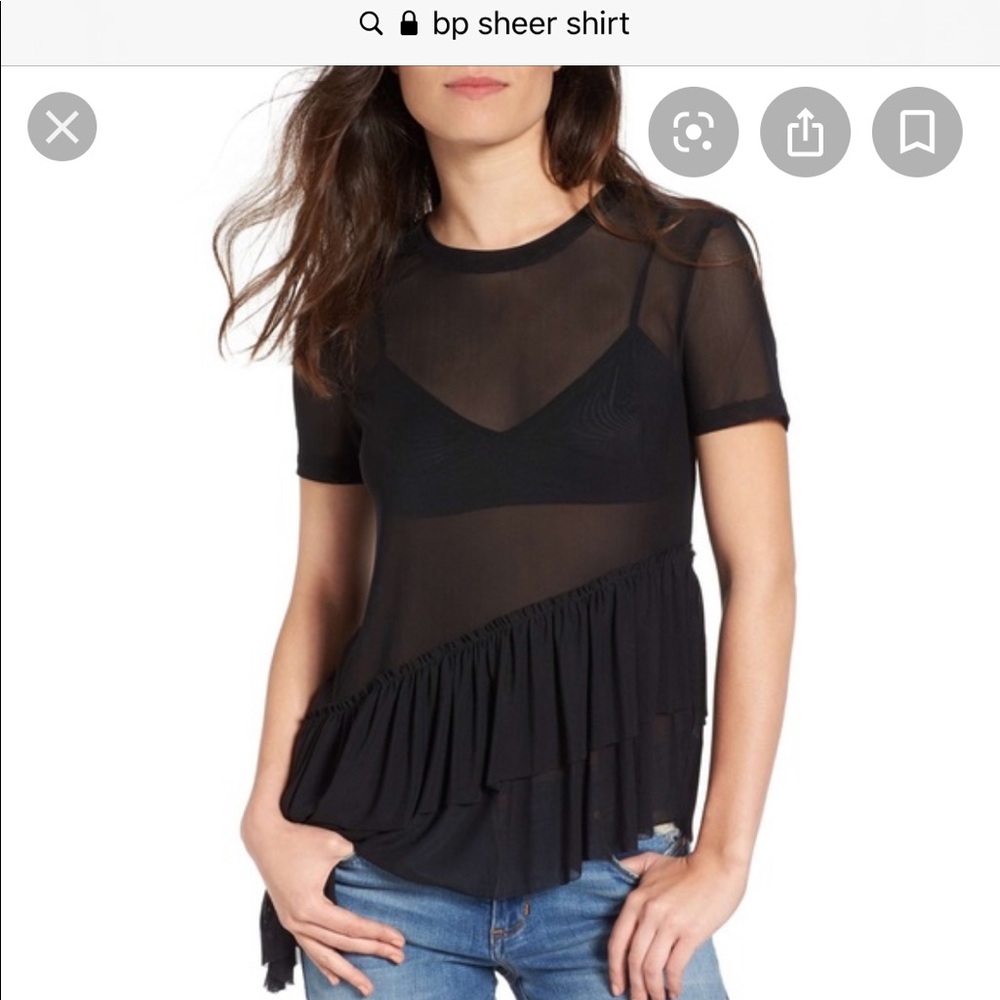 Sheer Asymmetrical Ruffle Shirt from BP